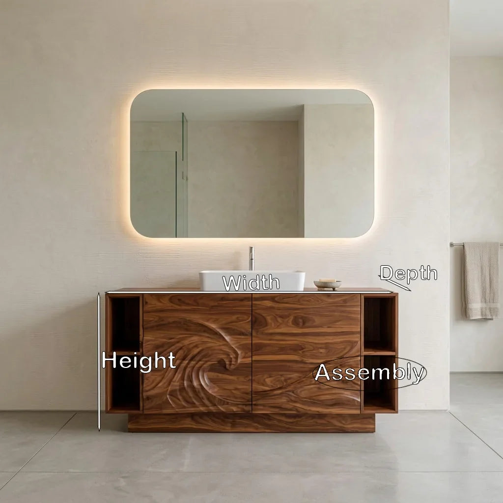 Modern Sculptural Wave Carved Bathroom Vanity For Master Bathroom