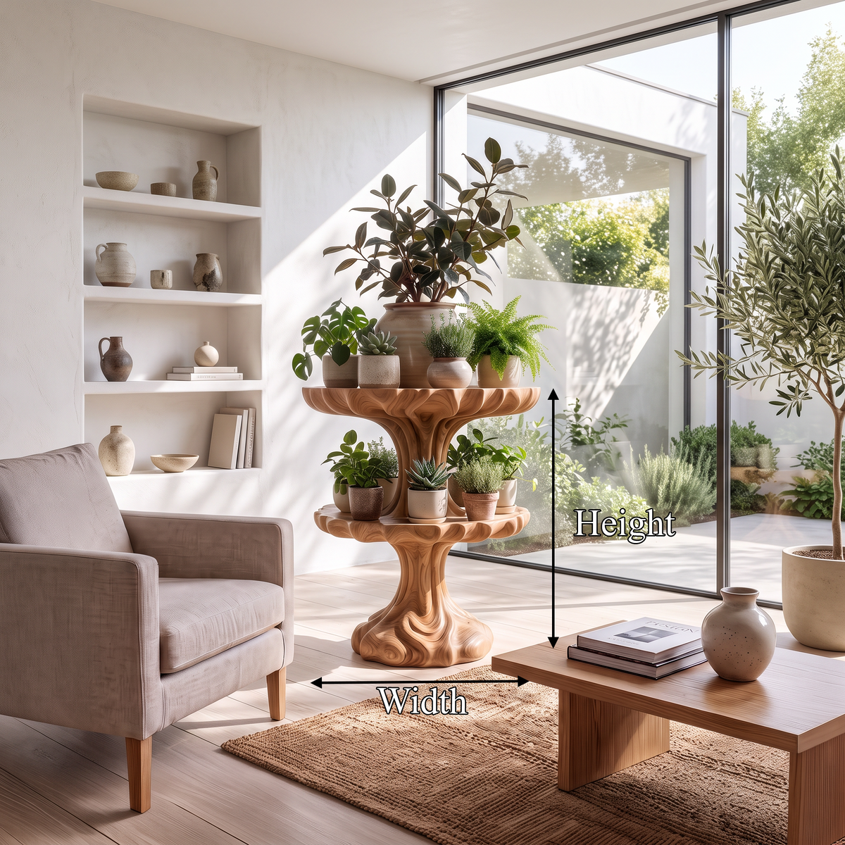 Natural Tree Plant Stand With Branch Inspired Design For Living Room And Sunroom