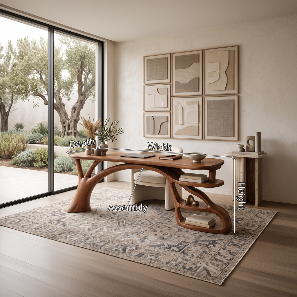 Rustic Curved Leg Writing Desk Home Office