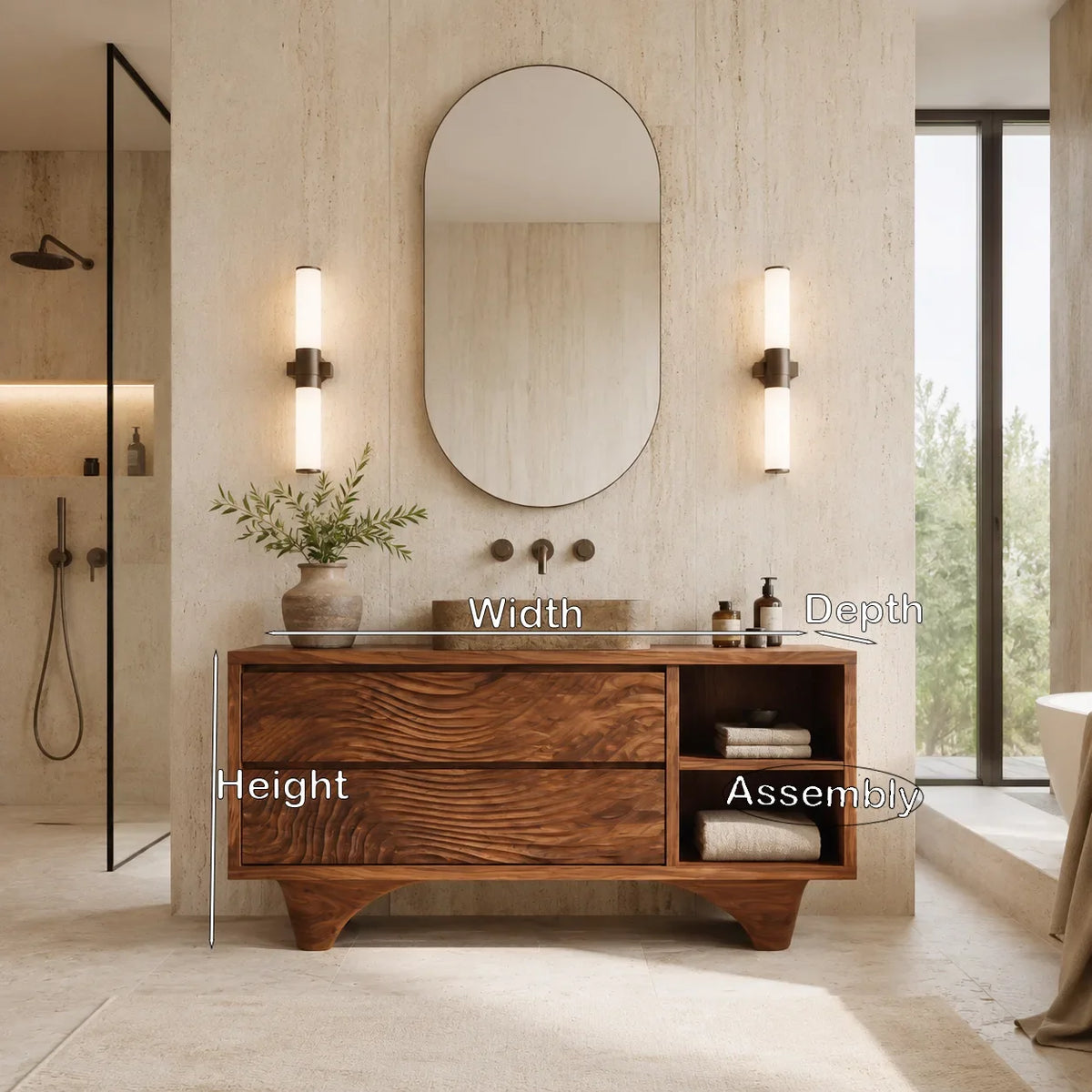 Organic Carved Bathroom Vanity For Master Bathroom