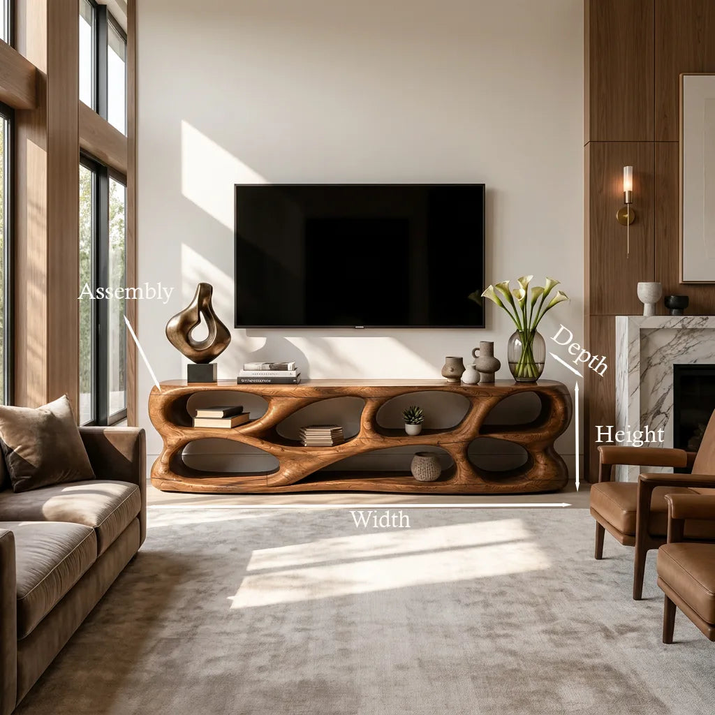 Modern TV Stand Open Storage Loop Design Open For Living Room