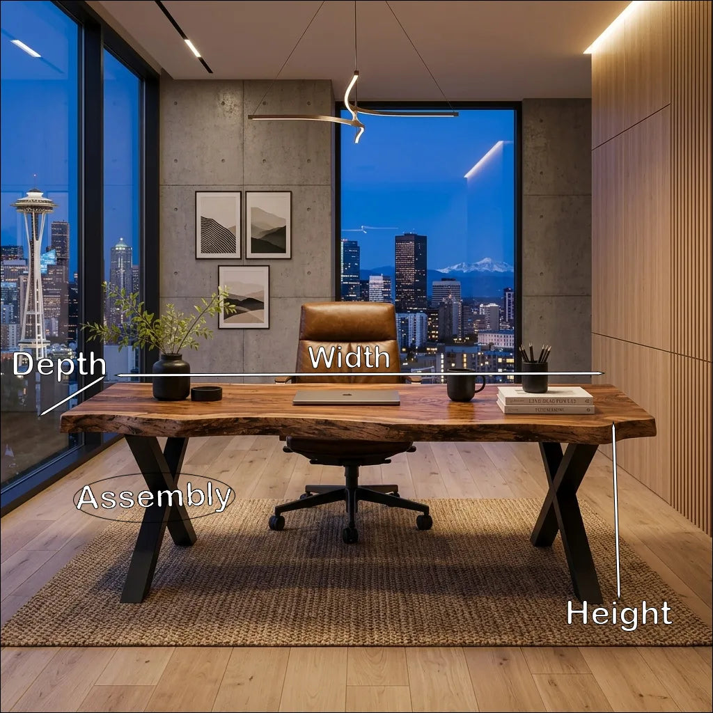 Modern Live Edge Metal Leg Desk For Home Office