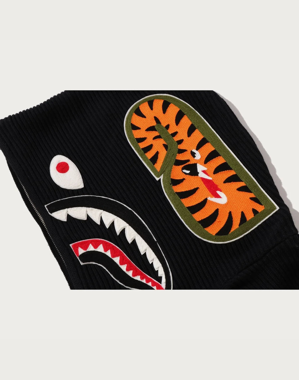 Full-Zip Knit Graphic Hoodie - Black