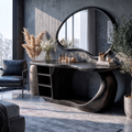 Natural Dressing Table With Sculptural Open Drawer Design For Bedroom And Dressing Room