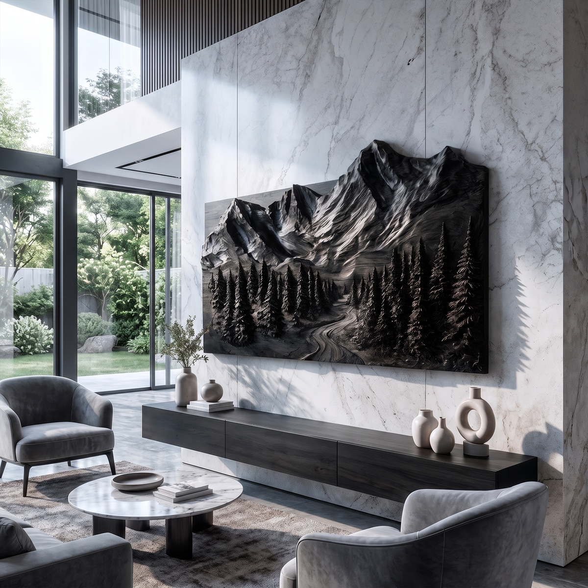 Sculptural Mountain Wall Art For Living Room