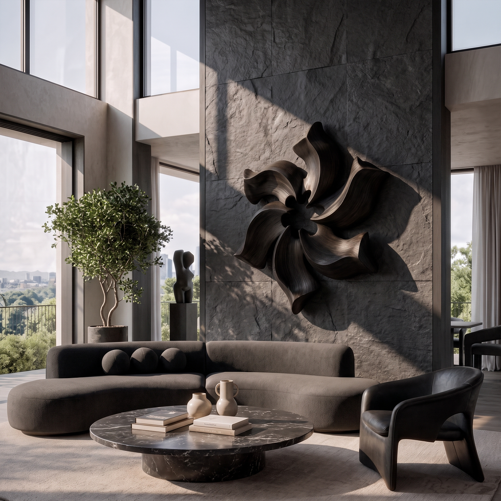 Sculptural Pinwheel Flower Wall Decor For Living Room And Foyer