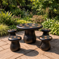 Rustic Round Dining Table With Tree Stump Design For Garden And Patio
