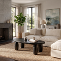Natural Coffee Table With Organic Rounded Base For Living Room And Family Room