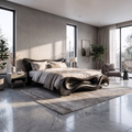 Modern Bed Frame With Wave Inspired Silhouette For Bedroom