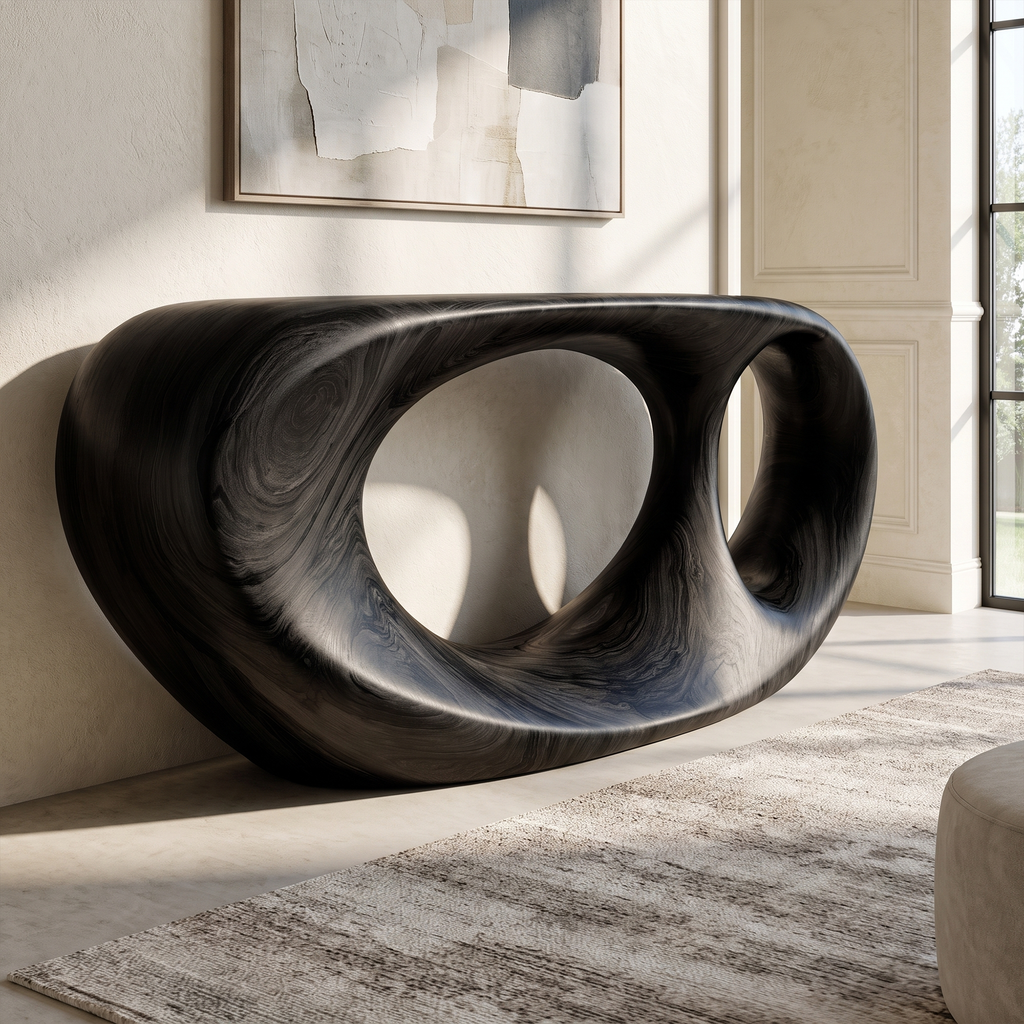 Console Table Organic Double Loop Design For Entryway