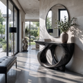 Modern Sculptural Console Table Circular Hollow Base Design For Entryway Foyer Hallway