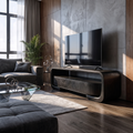 Organic Entertainment Center With Sculptural Live Edge Design For Living Room And Media Room