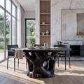 Organic Round Dining Table With Nature Inspired Cutout Form For Dining Room And Breakfast Nook