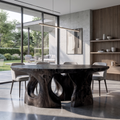 Contemporary Round Dining Table With Abstract Cutout Design For Dining Room And Kitchen