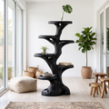 Rustic Multi Tier Plant Stand With Tree Stump Design For Patio And Sunroom