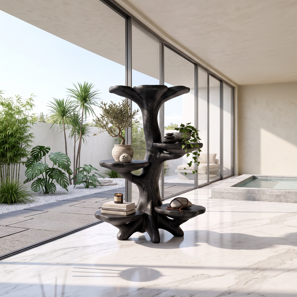 Organic Sculptural Tree Plant Stand Multi Tier Display For Patio Garden