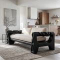 Handcrafted Sofa Frame With Sculptural Wood Armrests For Living Room