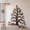 Rustic Christmas Wooden Wall Sculpture With Bare Branch Tree Design For Living Room