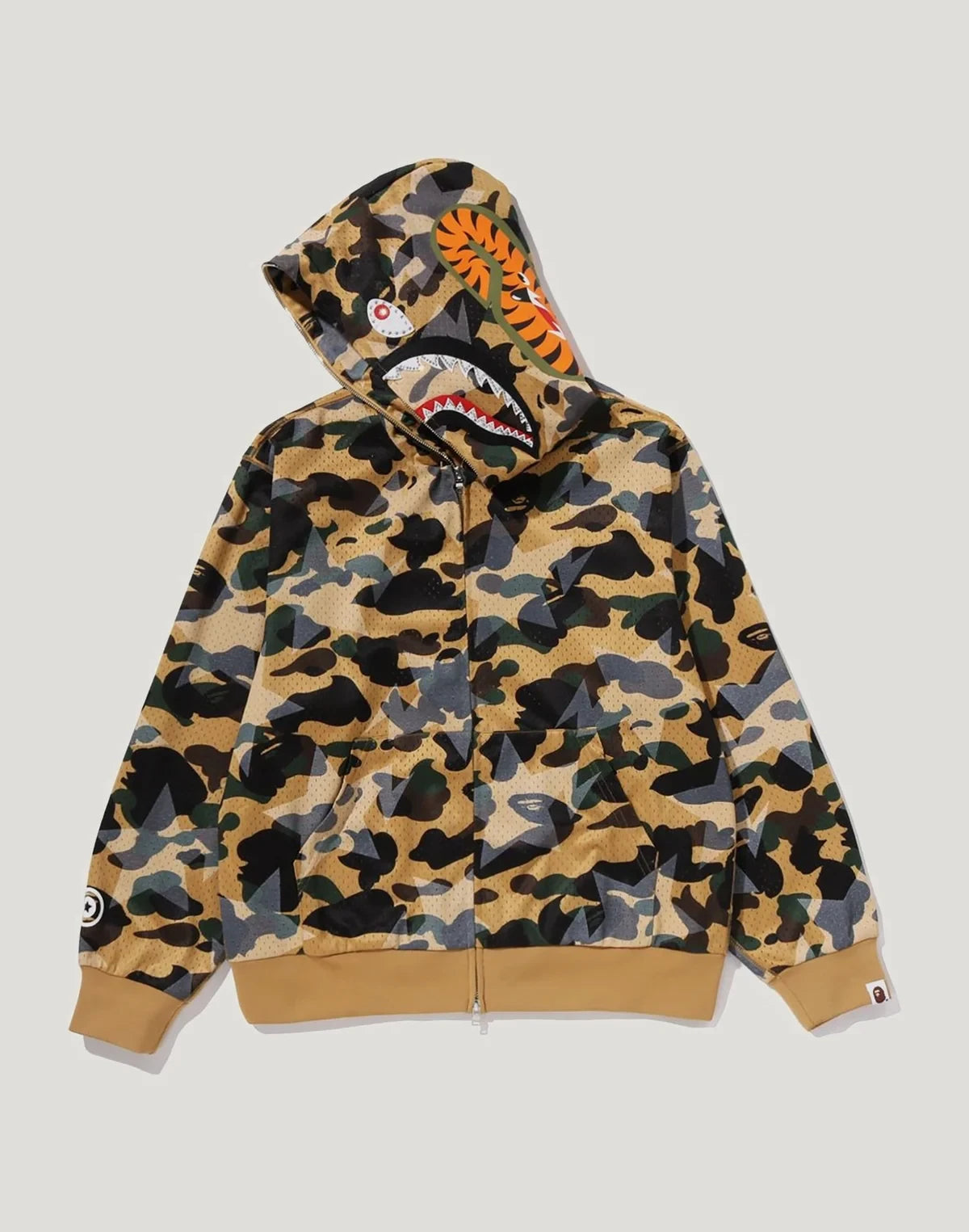 Cropped Mesh Full-Zip Hoodie - Yellow