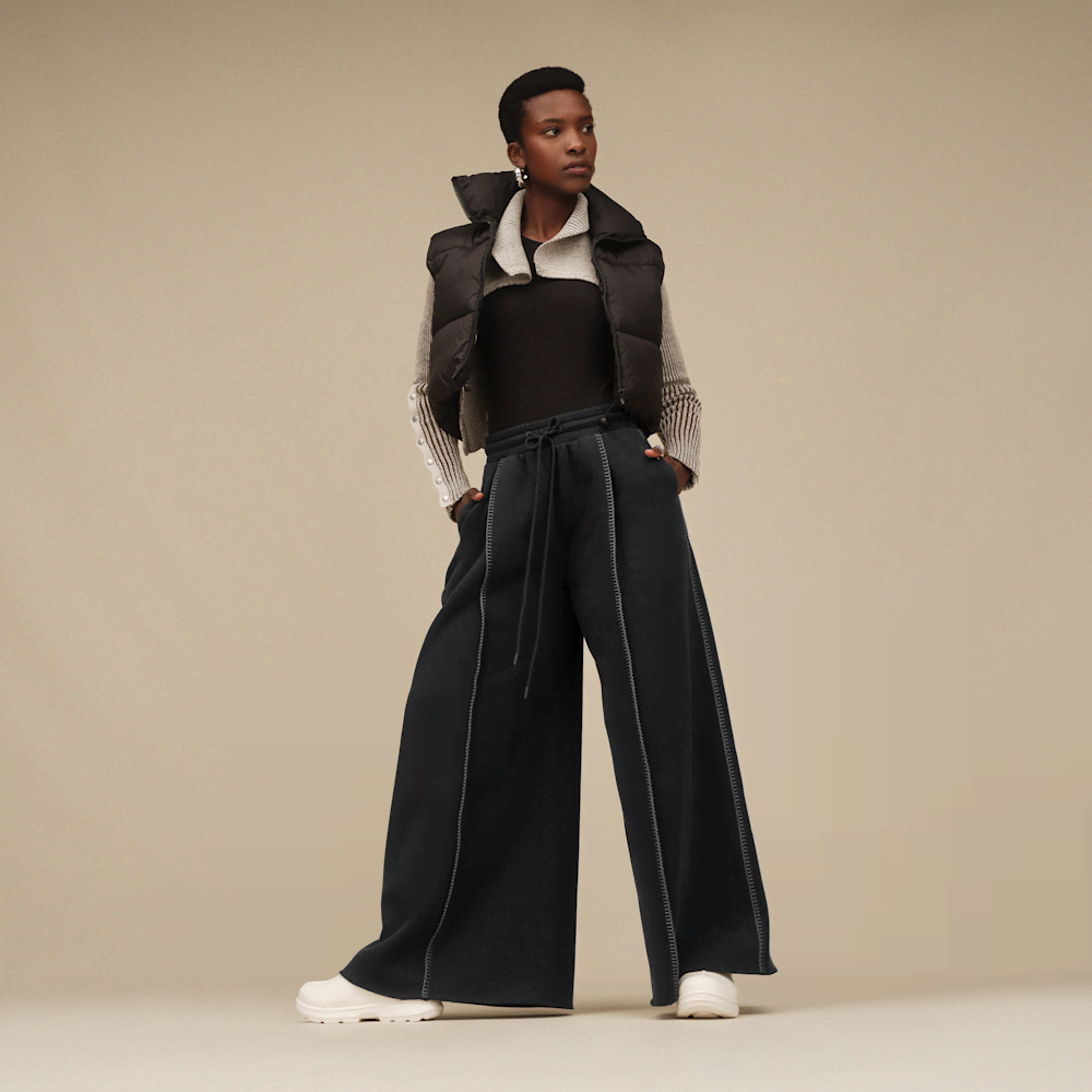 Women's Mid-Rise Extra Wide-Leg Fleece Pants - Green
