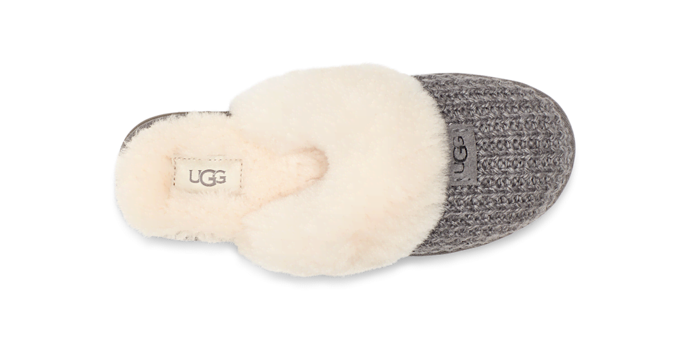 Women's Knit Sheepskin Slipper - Charcoal