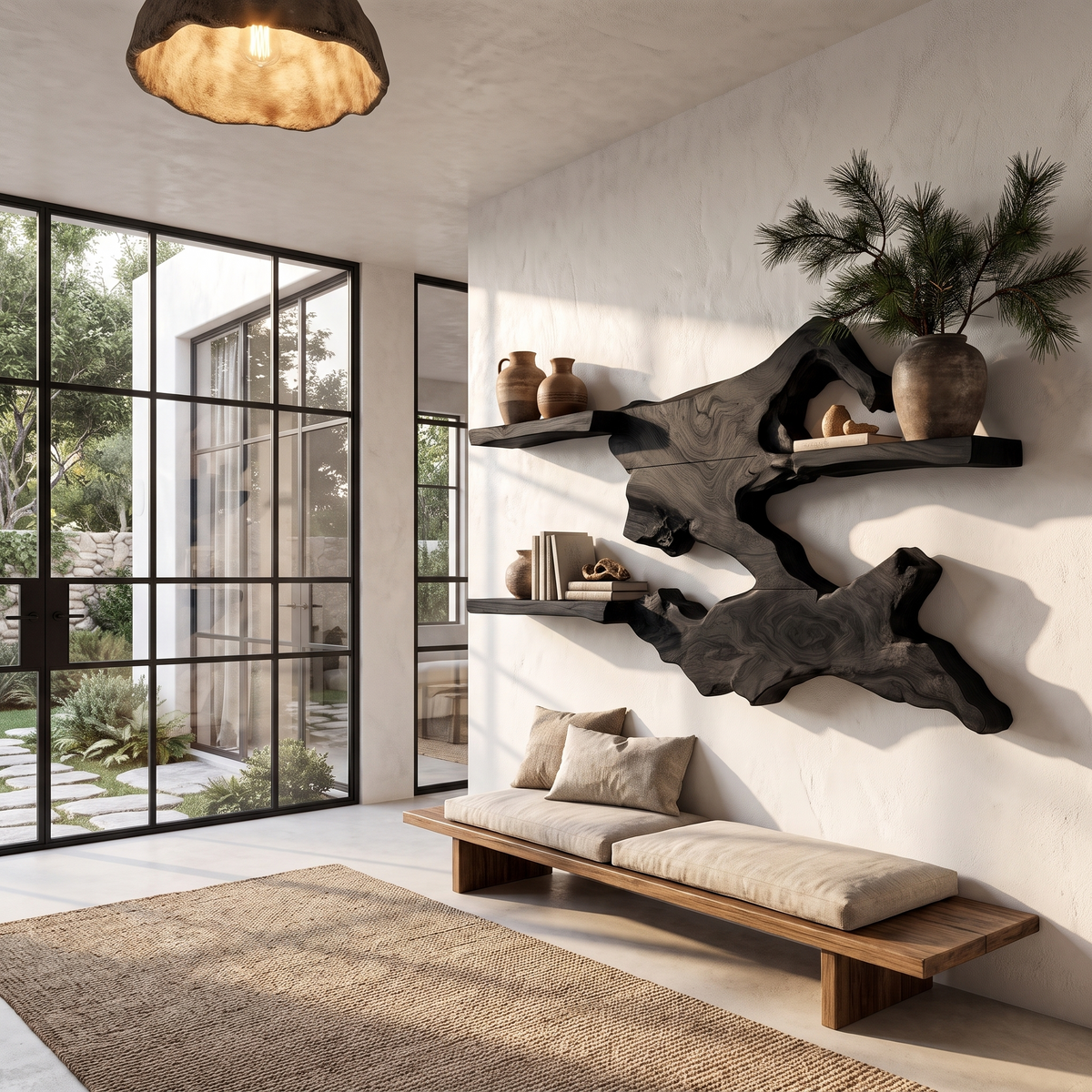 Rustic Live Edge Floating Shelf Wall Mounted Book Shelves For Living Room