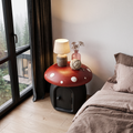 Whimsical Mushroom Bedside Table With Solid Wood Storage For Bedroom