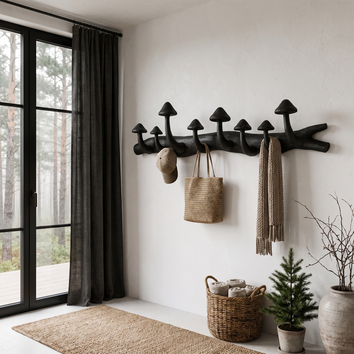 Rustic Wall Mounted Coat Rack Hook Organizer For Entryway Hallway