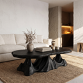 Rustic Coffee Table With Sculptural Wave Base For Living Room