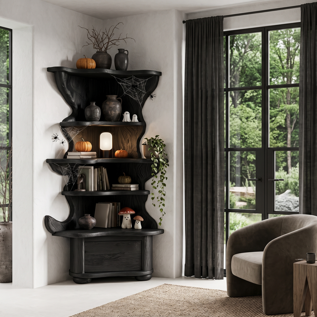 Modern Corner Bookshelf With Drawer Storage For Living Room