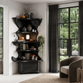 Modern Corner Bookshelf With Drawer Storage For Living Room