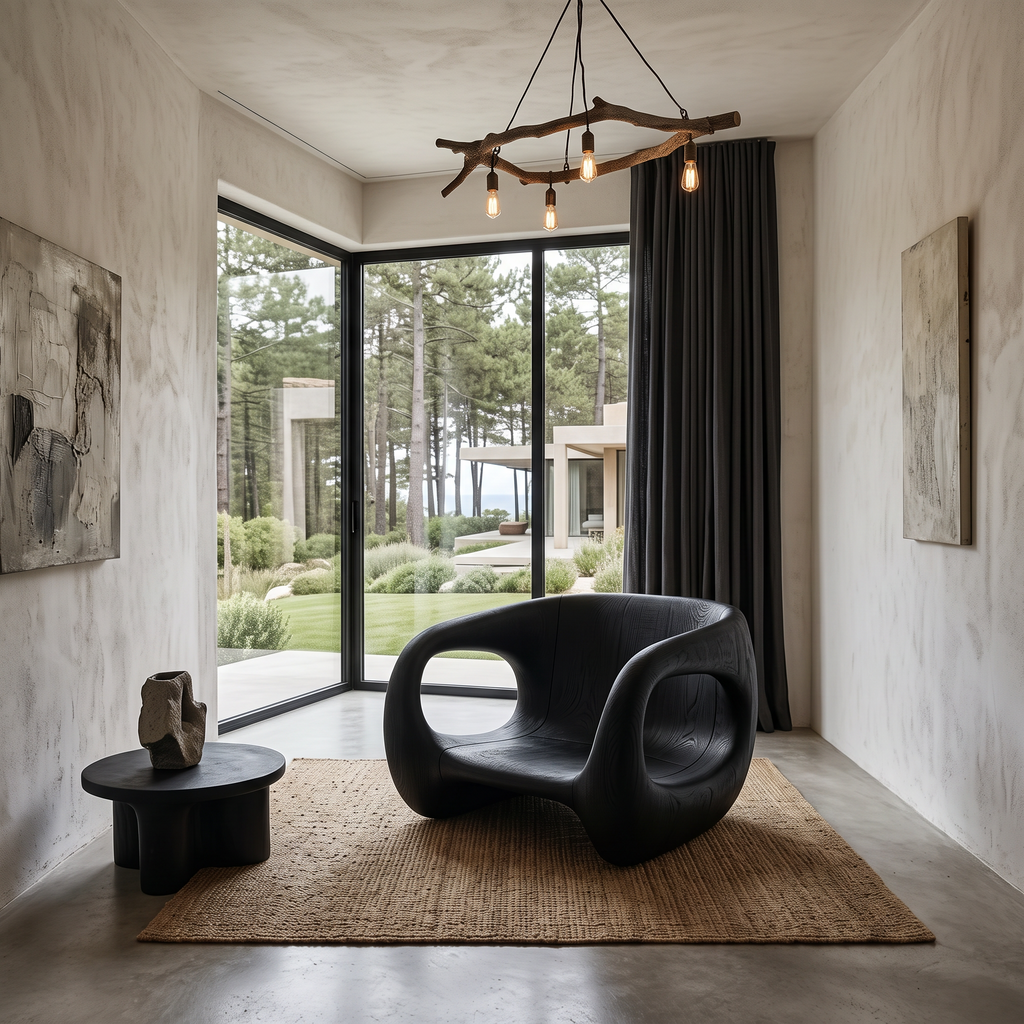 Contemporary Sculptural Chair With Flowing Armrest Design For Living Room