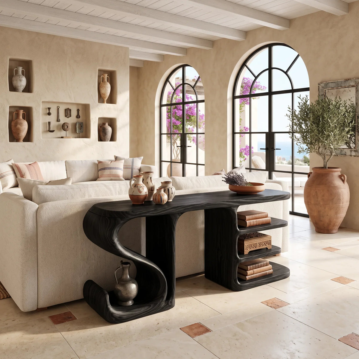 Organic Flow Console Table For Contemporary Hallway