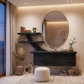 Contemporary Wall Mounted Dressing Table Sculptural Curved Shelving For Bedroom