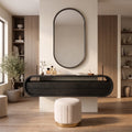 Modern Wall Mounted Dressing Table Carved Fluted Drawers For Bedroom