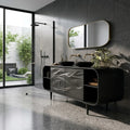 Mediterranean Sculptural Carved Bathroom Vanity For Master Bathroom