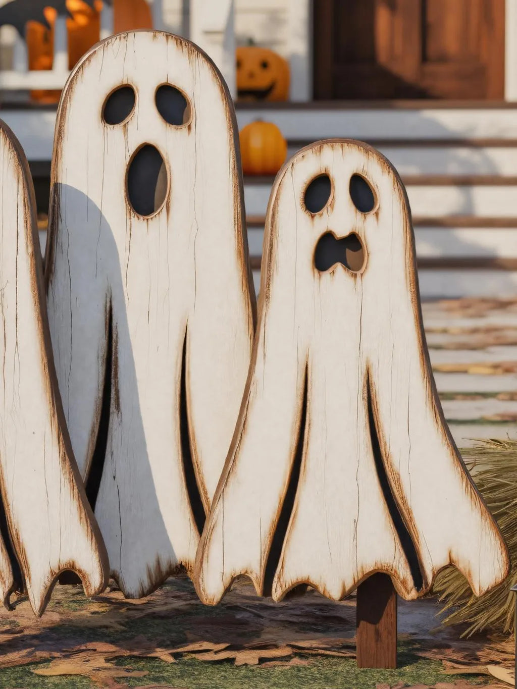 Wooden Halloween Ghost Yard Decoration Set For Festive Home Decor