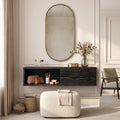 Modern Floating Makeup Vanity Ripple Carved Drawer Front For Bedroom