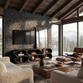 Sculptural TV Stand Rounded Open Shelves For Modern Living Room