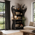 Rustic Corner Bookcase With Live Edge Shelves For Reading Nook