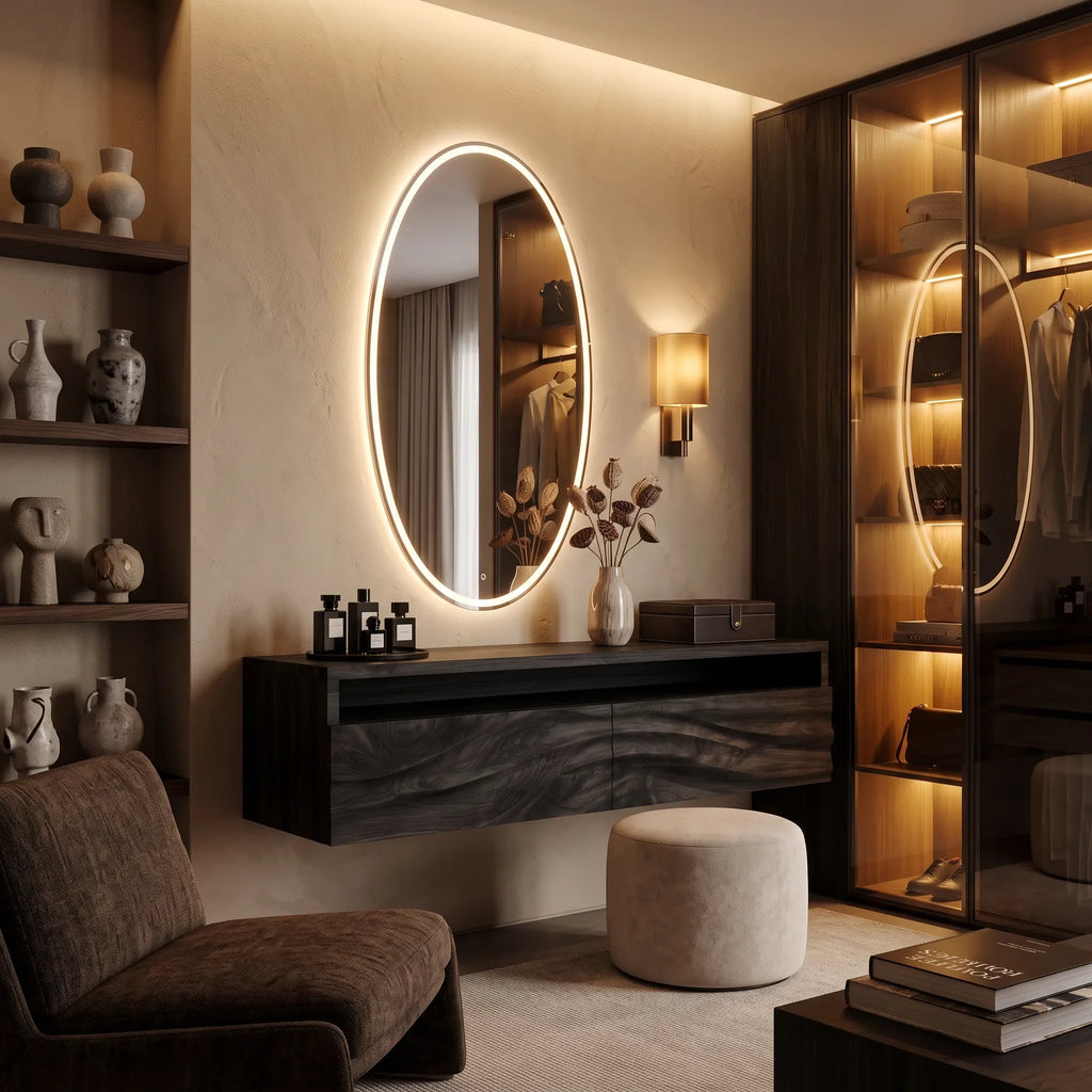 Modern Floating Makeup Vanity Layered Wavy Carved Drawers For Bedroom