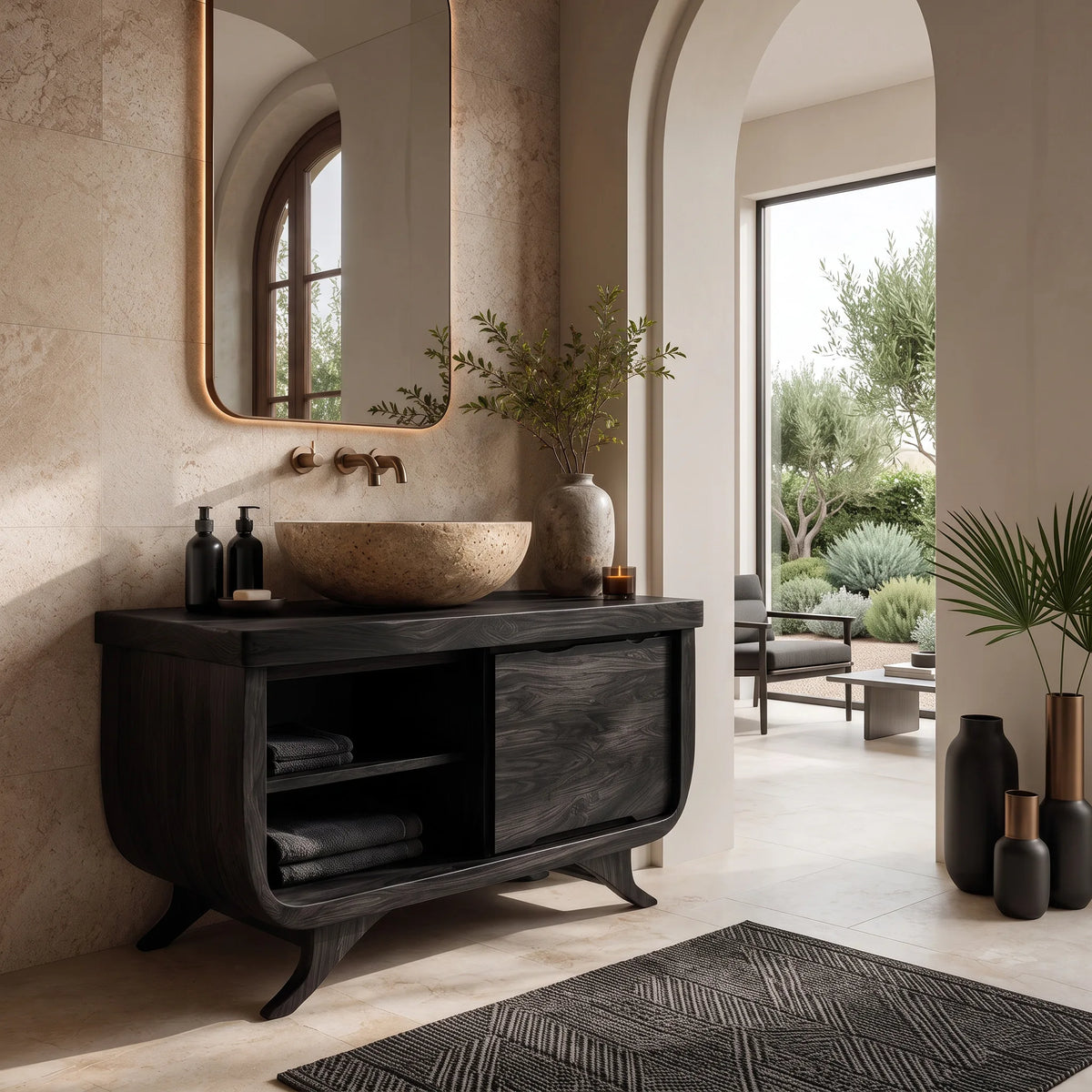 Modern Sculptural Frame Bathroom Vanity For Master Bathroom