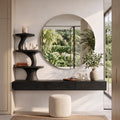 Organic Floating Makeup Vanity With Tree Form Shelve For Bedroom
