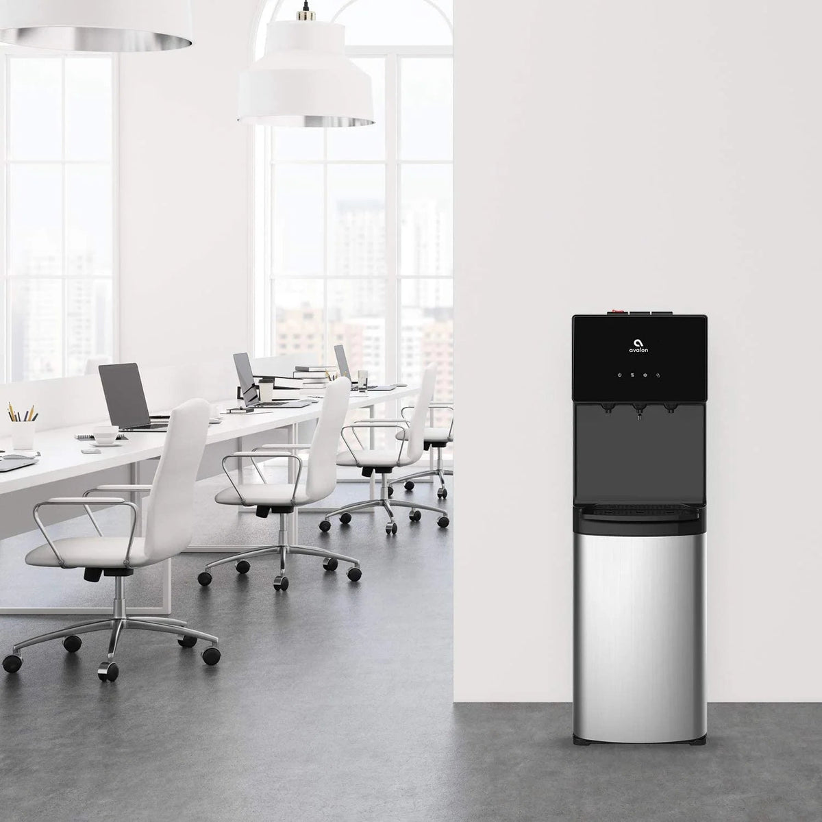 Avalon Bottom-Loading Water Cooler Dispenser, 3 Temperature Settings, Stainless Steel & Black