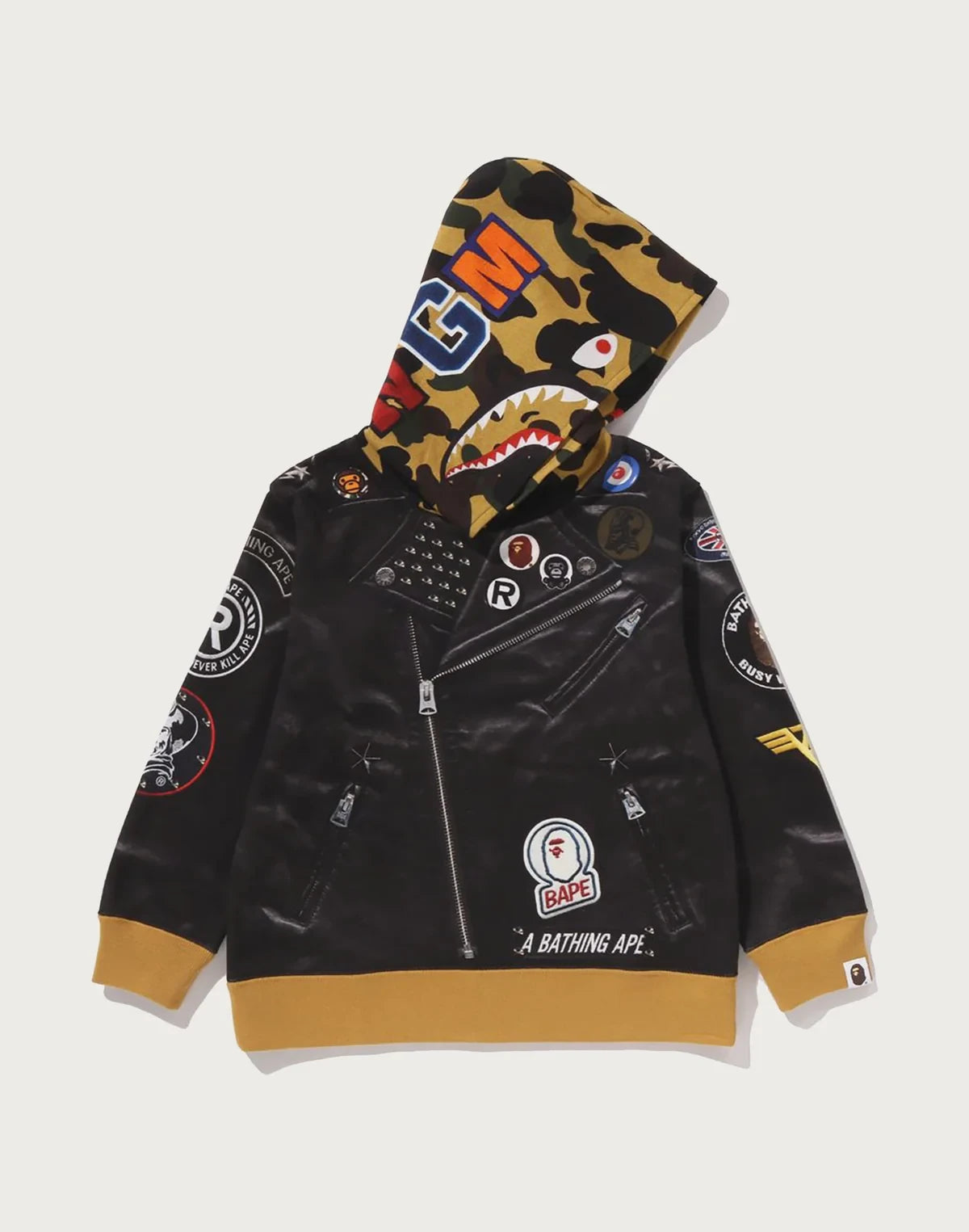 Kids' Jacket-Print Animal Graphic Hoodie - Black