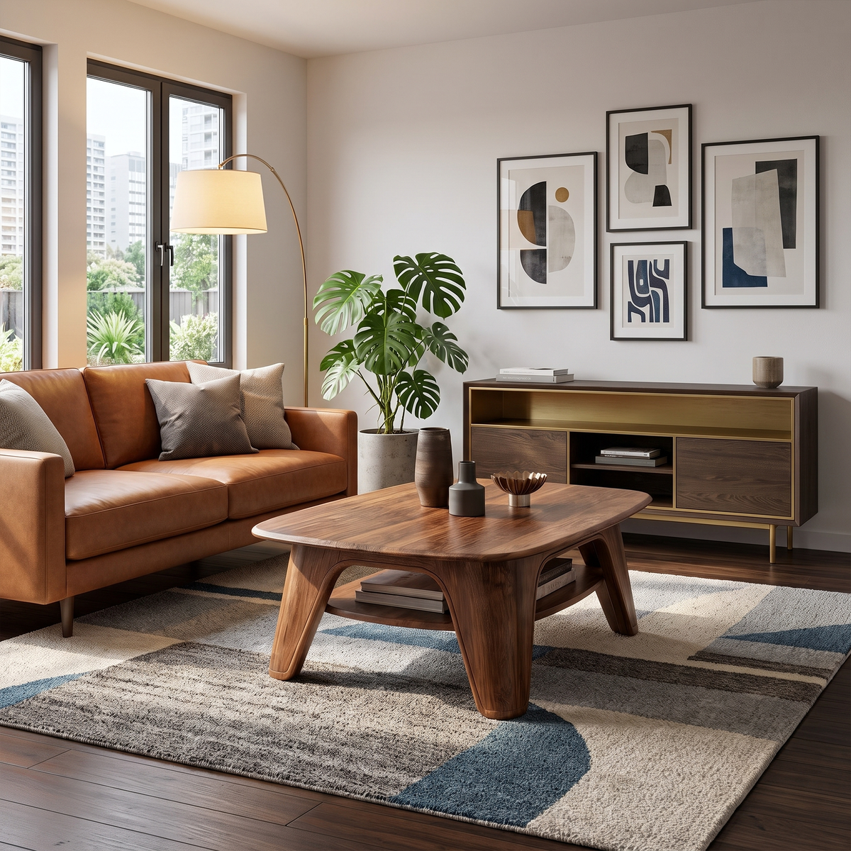 Modern Coffee Table With Curved Pillar Design For Living Room And Sitting Room