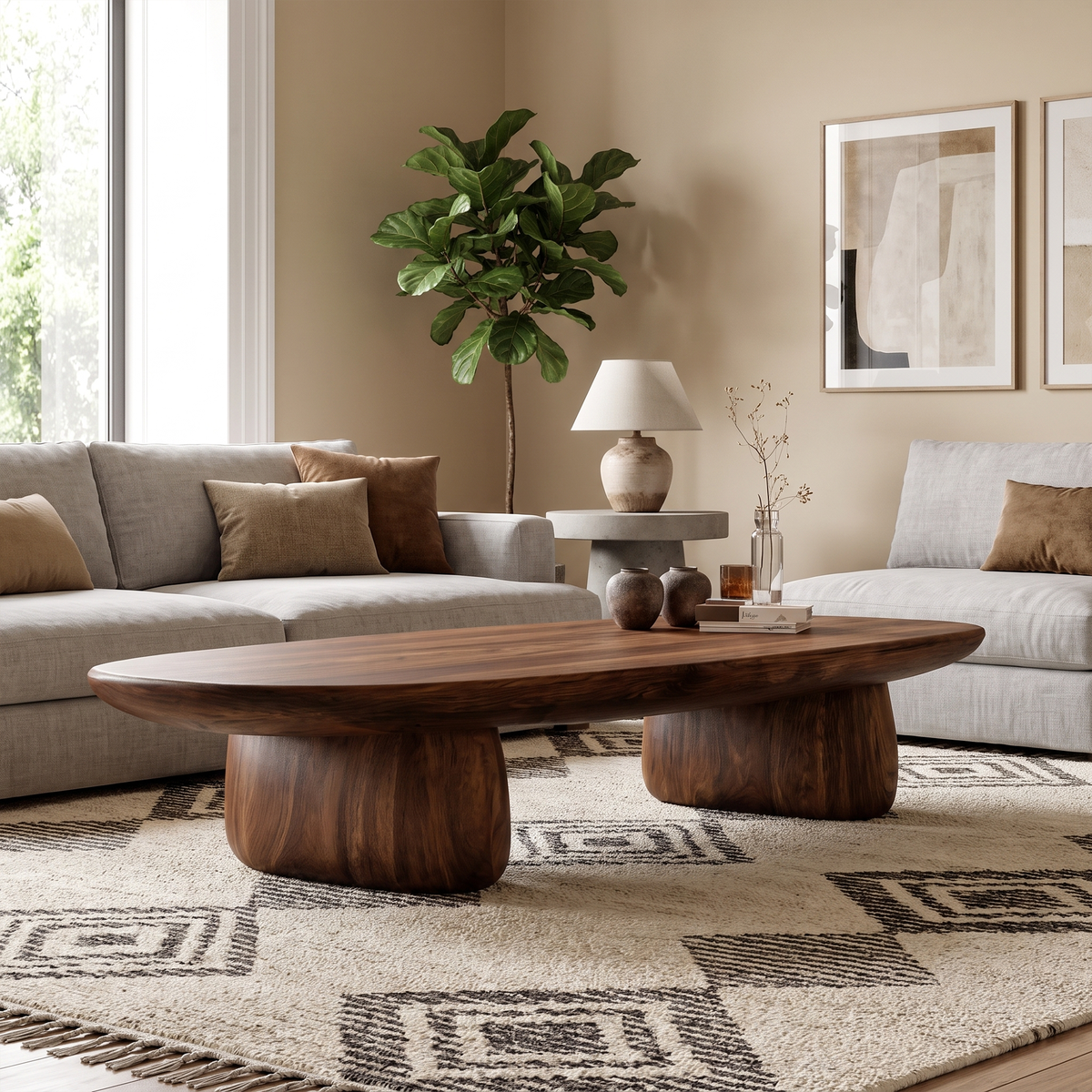 Contemporary Coffee Table With Artistic Column Form For Living Room And Lounge