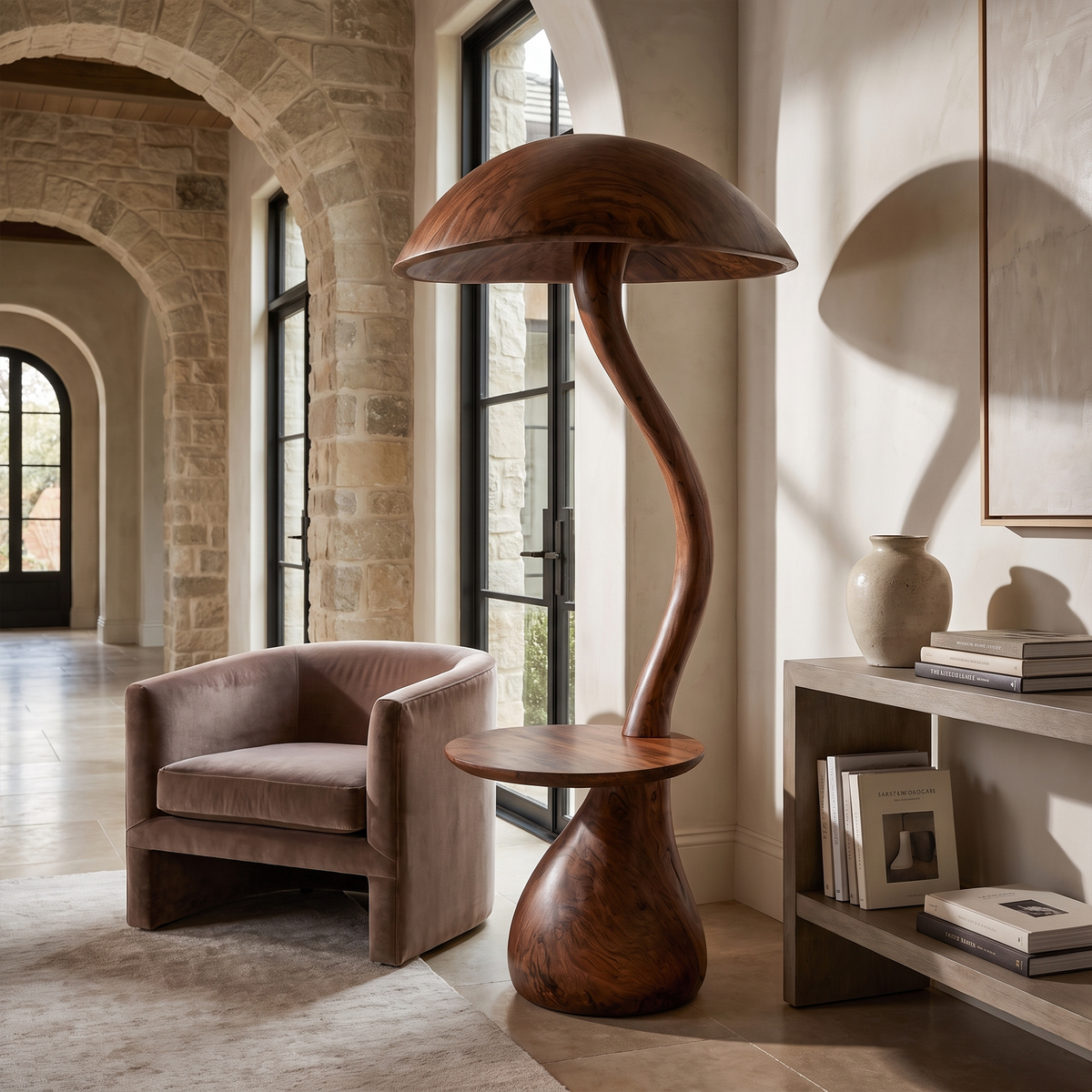Modern Designer Floor Lamp With Mushroom Inspired Design For Living Room