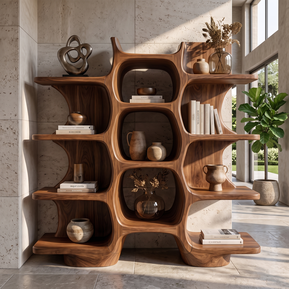 Minimalist Bookshelf Handcrafted Solid Wood Shelves For Home Office