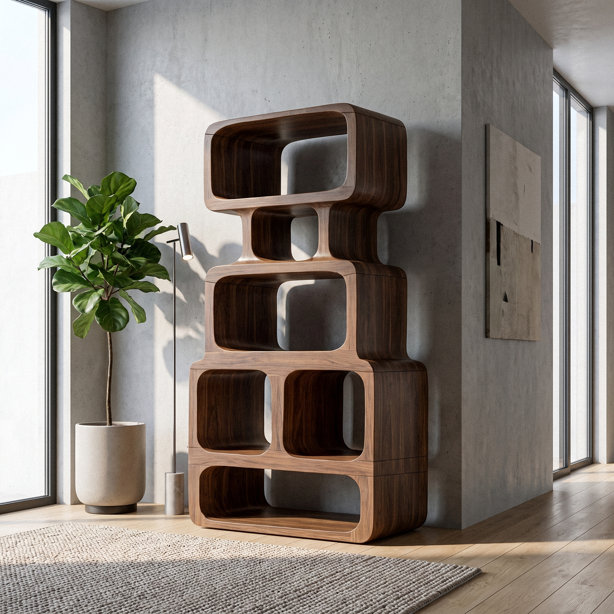 Modern Bookshelf Handcrafted Solid Wood Design For Home Library